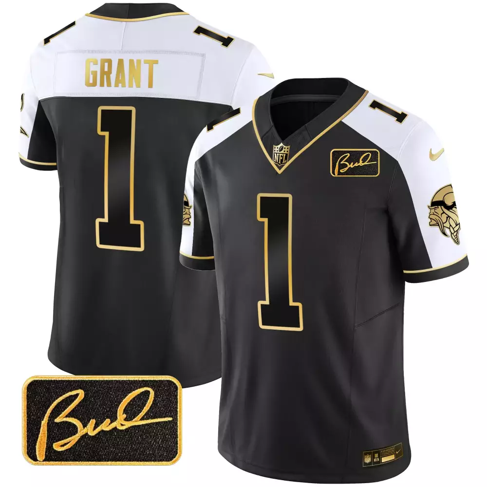 bud grant alternate mens minnesota vikings bud grant patch gold limited jersey v2 all stitched