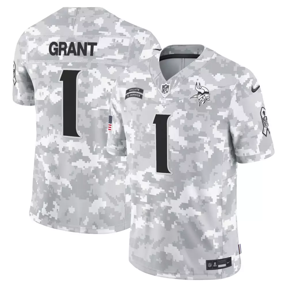 bud grant arctic camo mens vikings 2024 salute to service vapor limited jersey all stitched