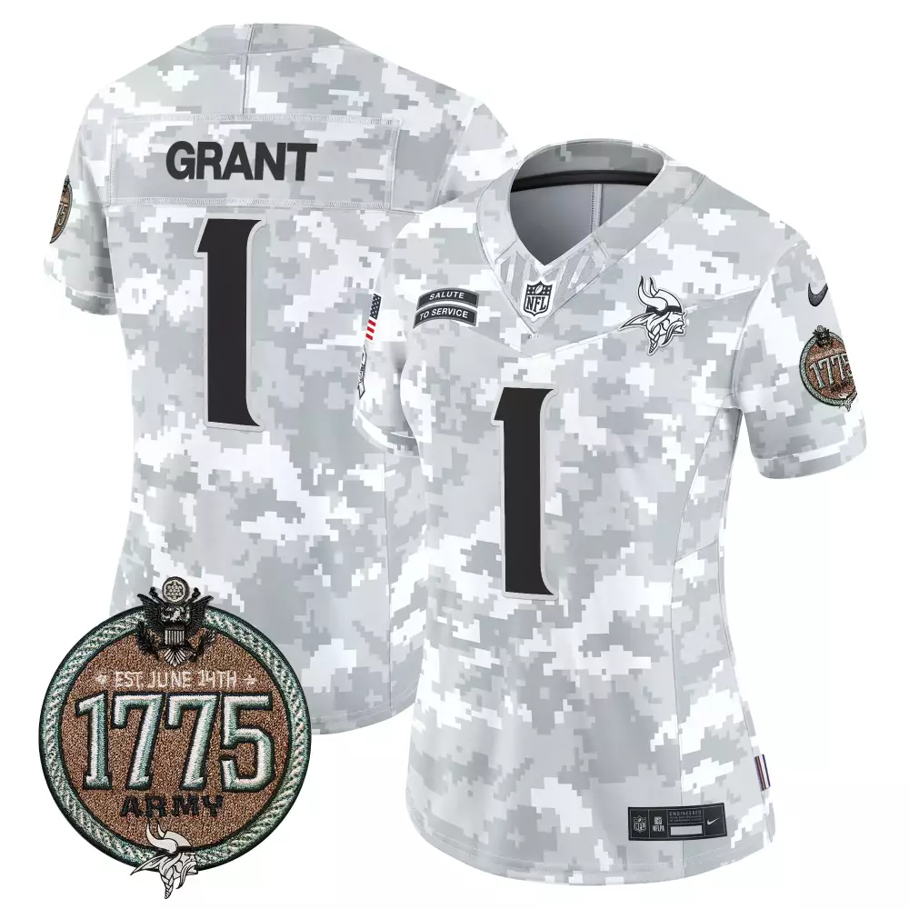 bud grant army womens minnesota vikings 2024 salute to service establishment year patch vapor limited jersey all stitche