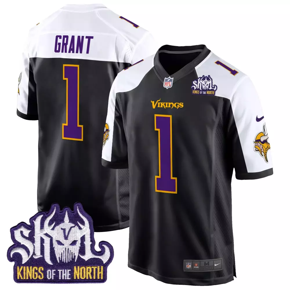 bud grant black alternate mens minnesota vikings king of the north patch game jersey all stitched