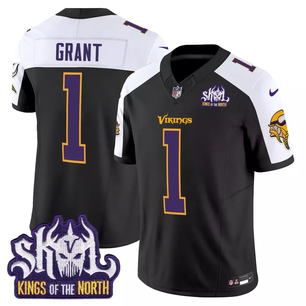 bud grant black alternate mens minnesota vikings king of the north patch game jersey all stitched