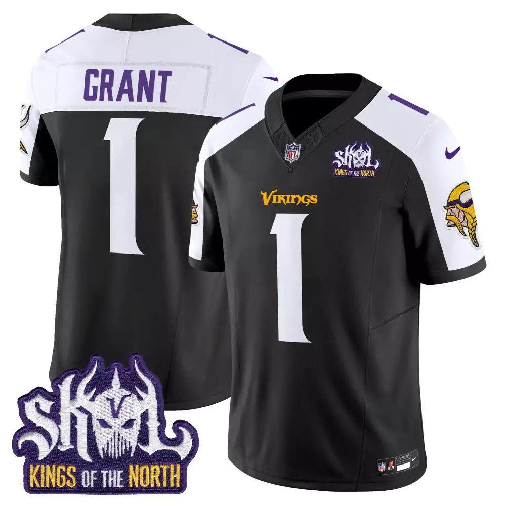 bud grant black alternate mens minnesota vikings king of the north patch game jersey all stitched