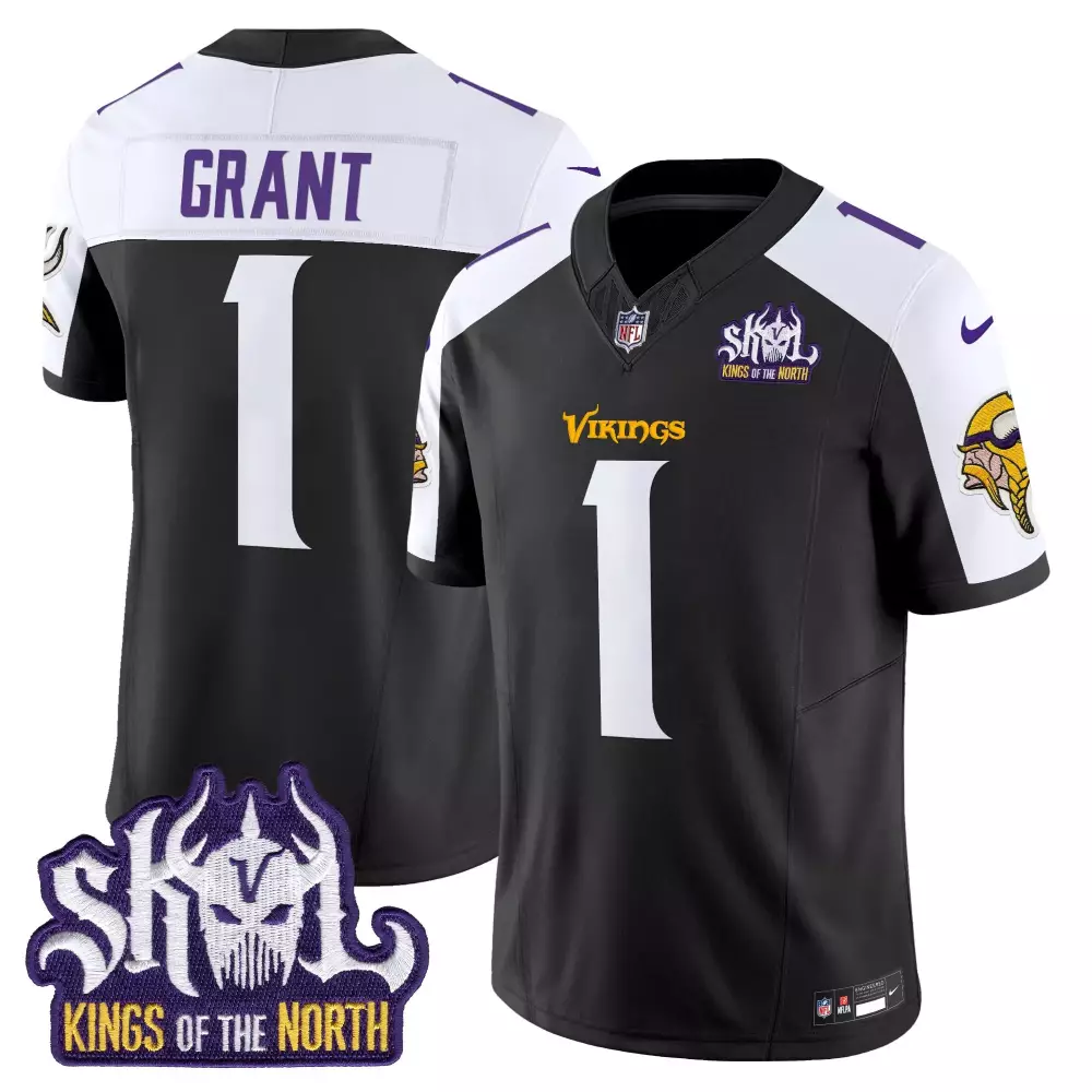 bud grant black alternate mens minnesota vikings kings of the north patch vapor limited jersey v2 all stitched