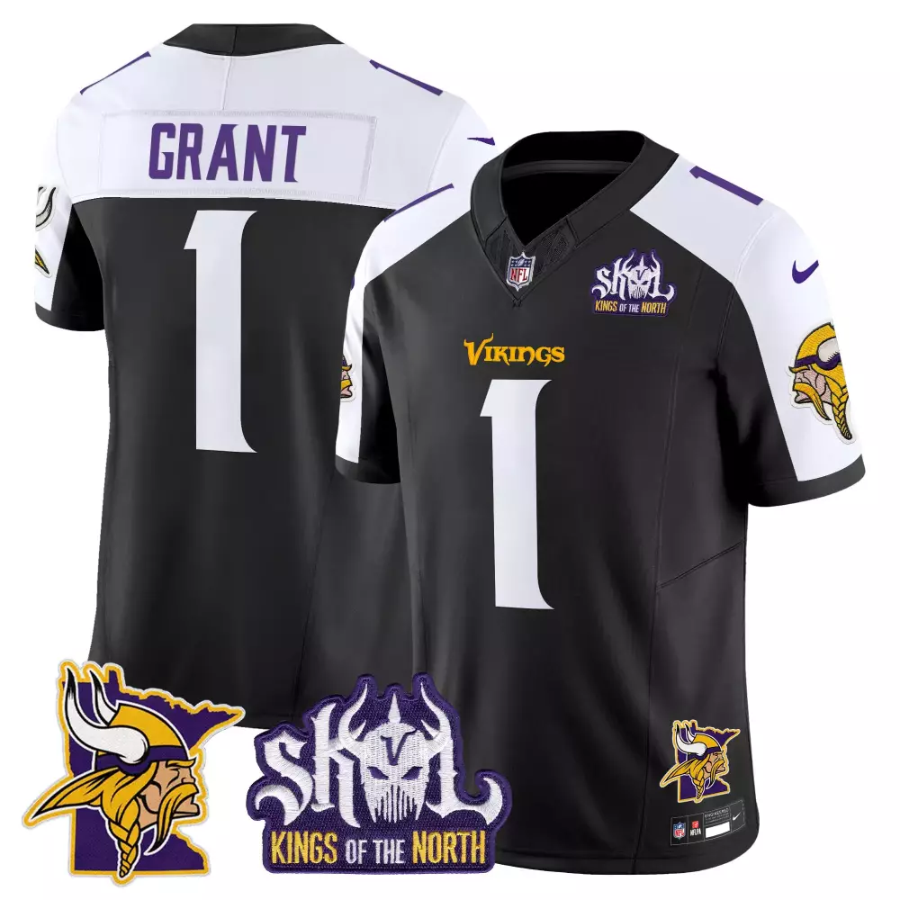 bud grant black alternate mens minnesota vikings kings of the north patch vapor limited jersey v2 all stitched