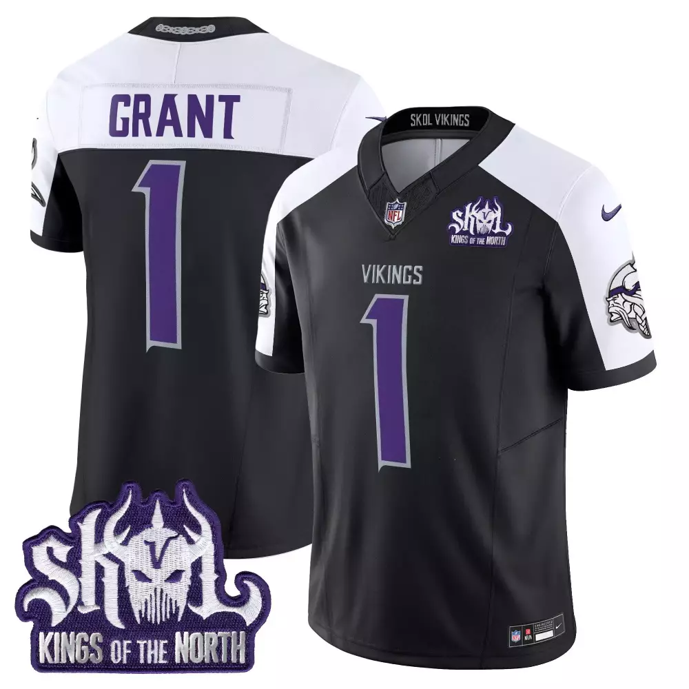 bud grant black alternate mens vikings 2024 winter warrior skol patch vapor limited jersey all stitched
