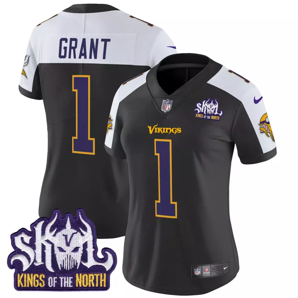 bud grant black alternate womens minnesota vikings bud grant patch classic limited jersey v5 all stitched