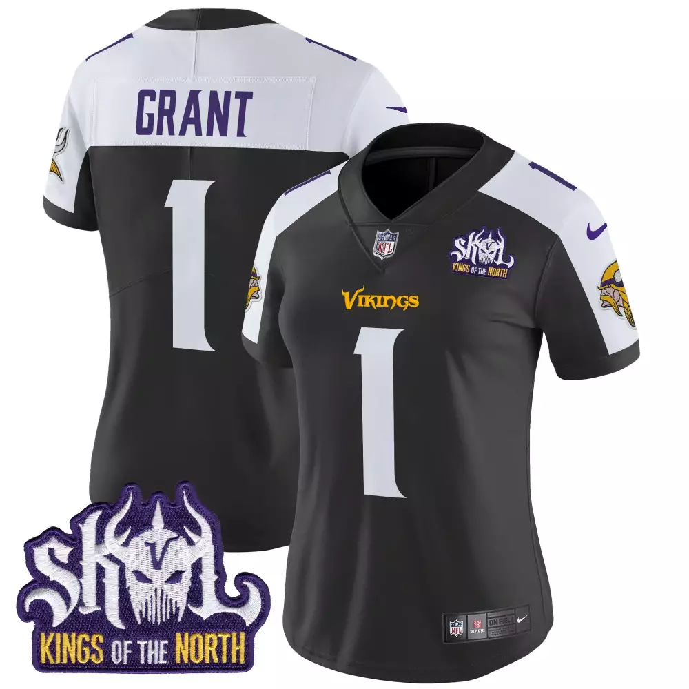 bud grant black alternate womens minnesota vikings bud grant patch classic limited jersey v5 all stitched