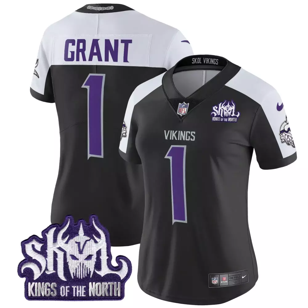 bud grant black alternate mens vikings 2024 winter warrior skol patch vapor limited jersey all stitched