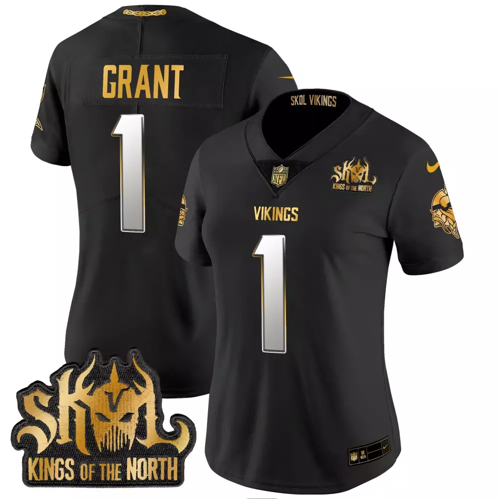 bud grant black limited mens vikings 2024 winter warrior skol patch gold vapor limited jersey all stitched