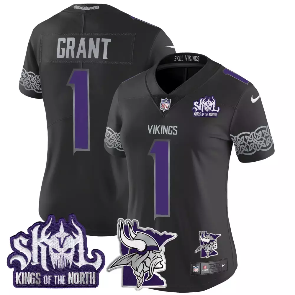 bud grant black limited mens vikings 2024 winter warrior skol patch gold vapor limited jersey all stitched