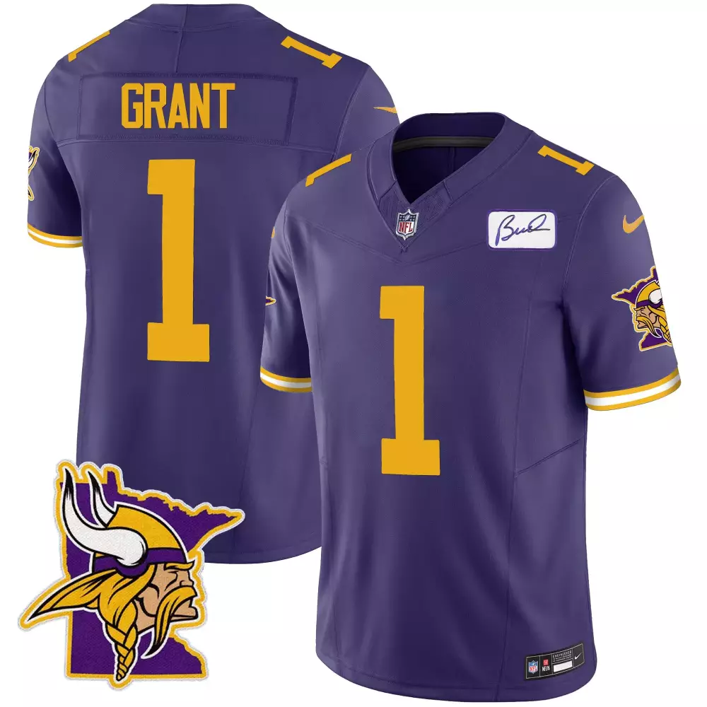 bud grant black mens minnesota vikings bud grant patch classic limited jersey v2 all stitched
