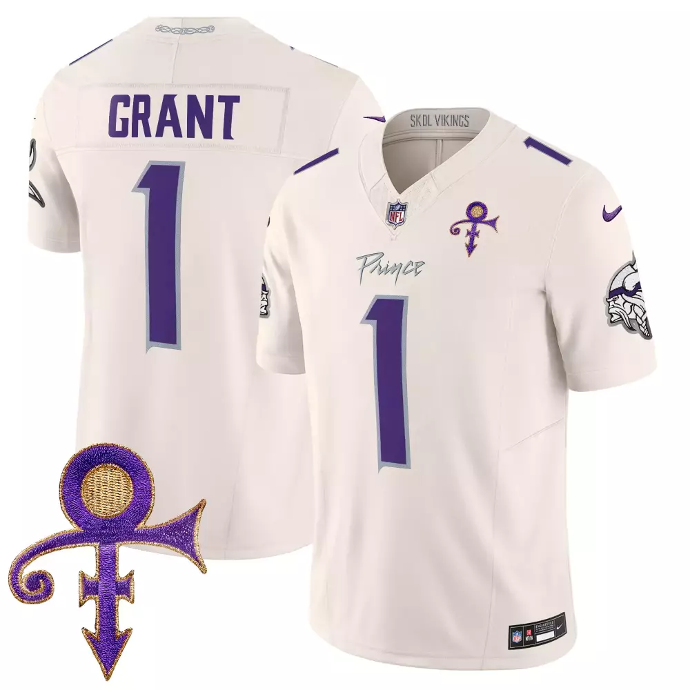 bud grant cream mens vikings 2024 prince vapor limited jersey all stitched