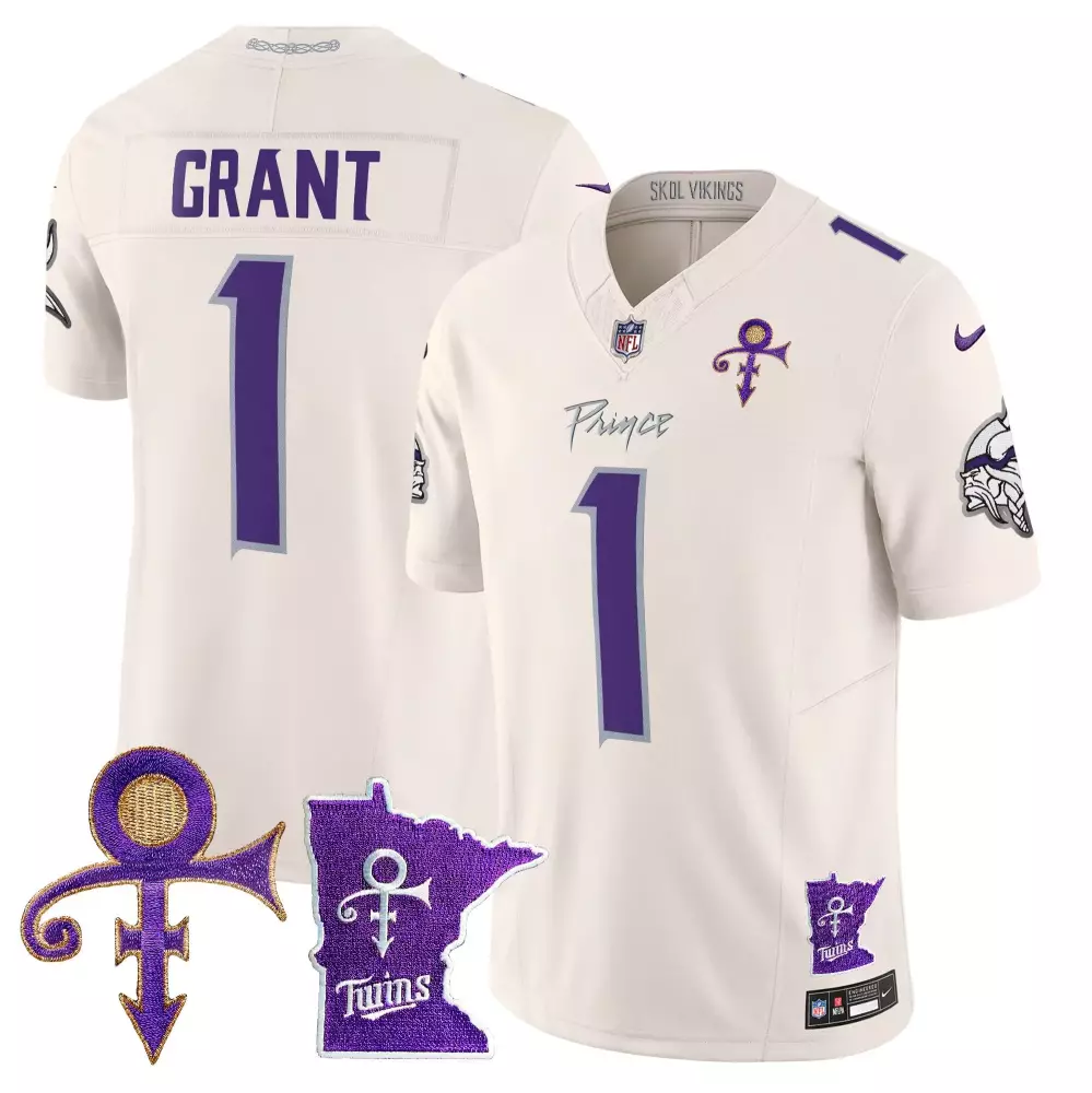 bud grant cream mens vikings 2024 prince vapor limited jersey all stitched