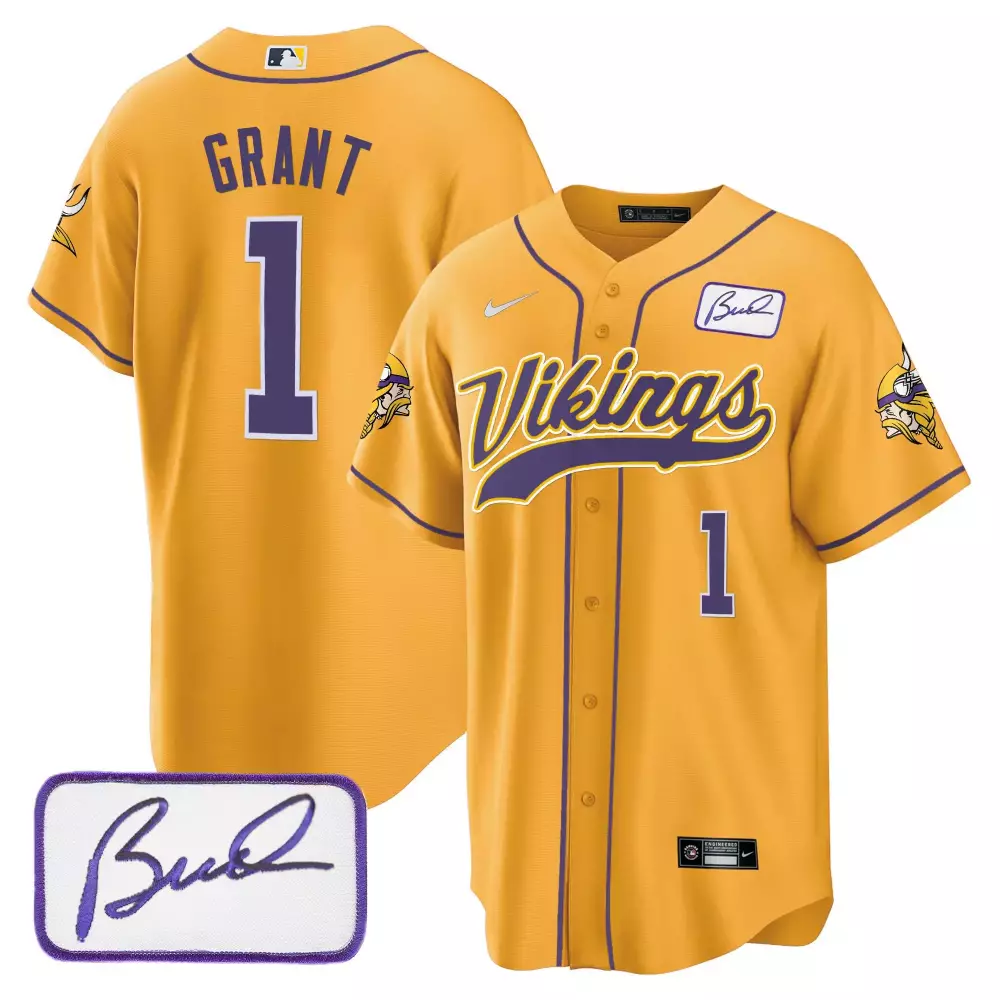 bud grant gold alternate mens minnesota vikings bud grant patch classic limited jersey v6 all stitched