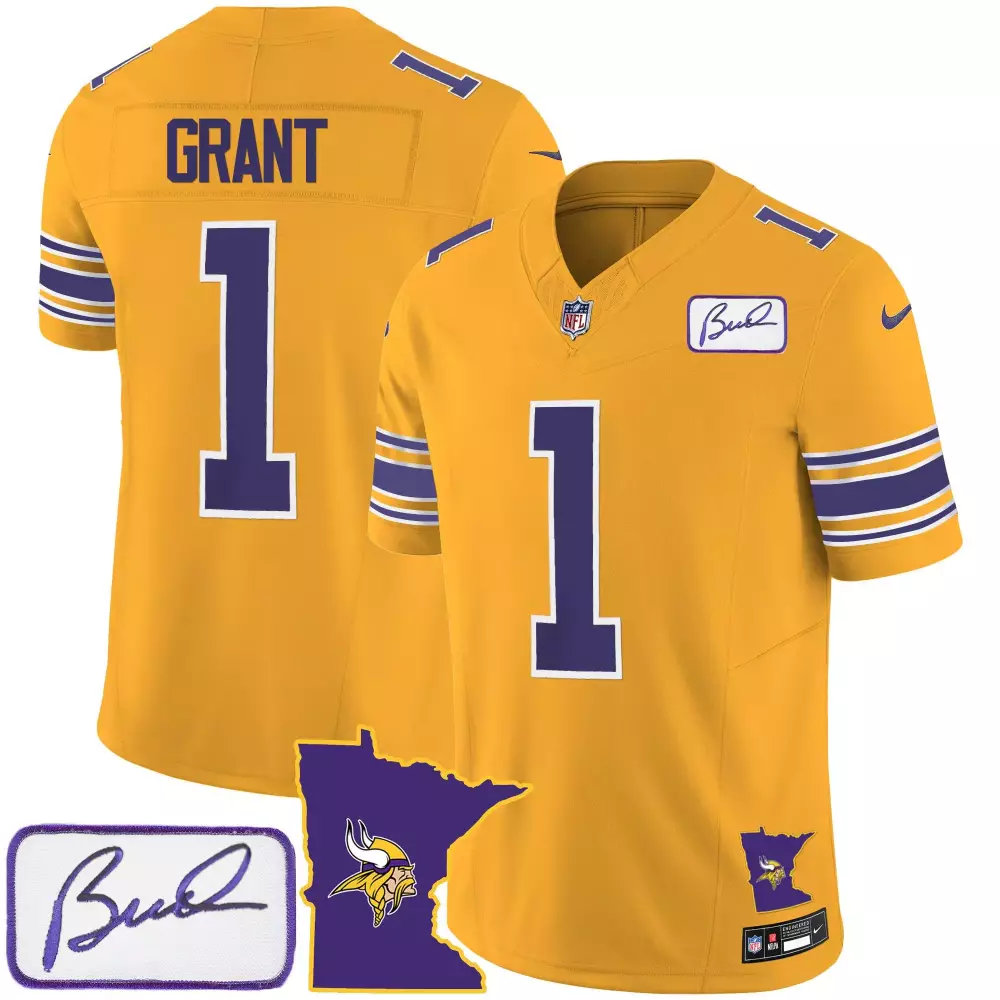 bud grant gold mens minnesota vikings bud grant patch classic limited jersey v2 all stitched