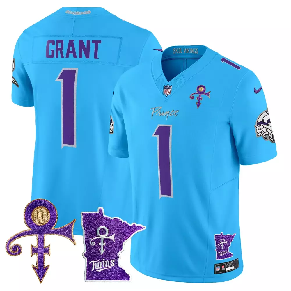 bud grant light blue mens vikings 2024 prince vapor limited jersey v2 all stitched