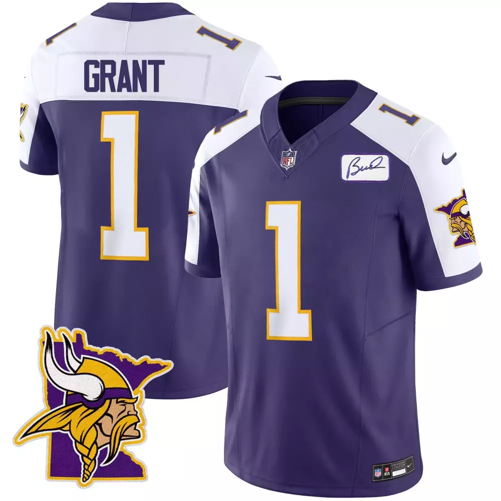 bud grant purple alternate mens minnesota vikings bud grant patch classic limited jersey v4 all stitched