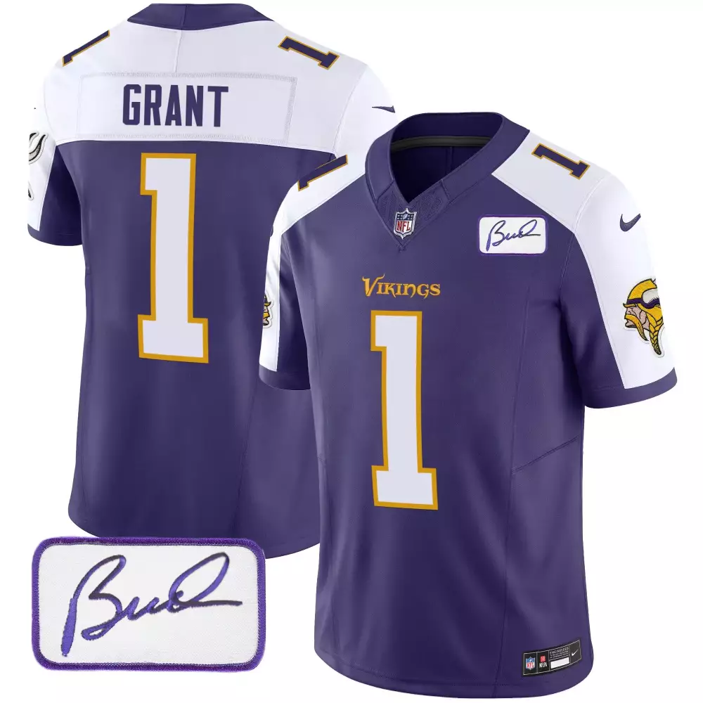 bud grant purple alternate mens minnesota vikings bud grant patch classic limited jersey v4 all stitched