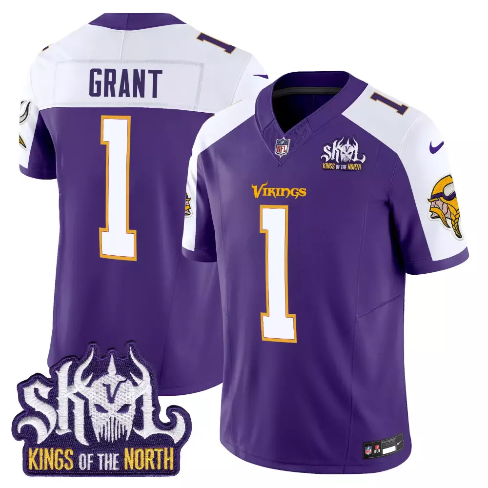 bud grant purple alternate mens minnesota vikings king of the north patch throwback vapor limited jersey all stitched