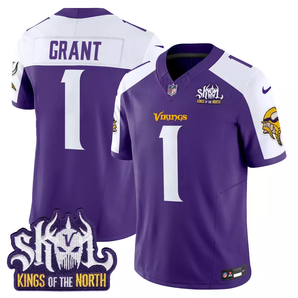 bud grant purple alternate mens minnesota vikings king of the north patch throwback vapor limited jersey all stitched