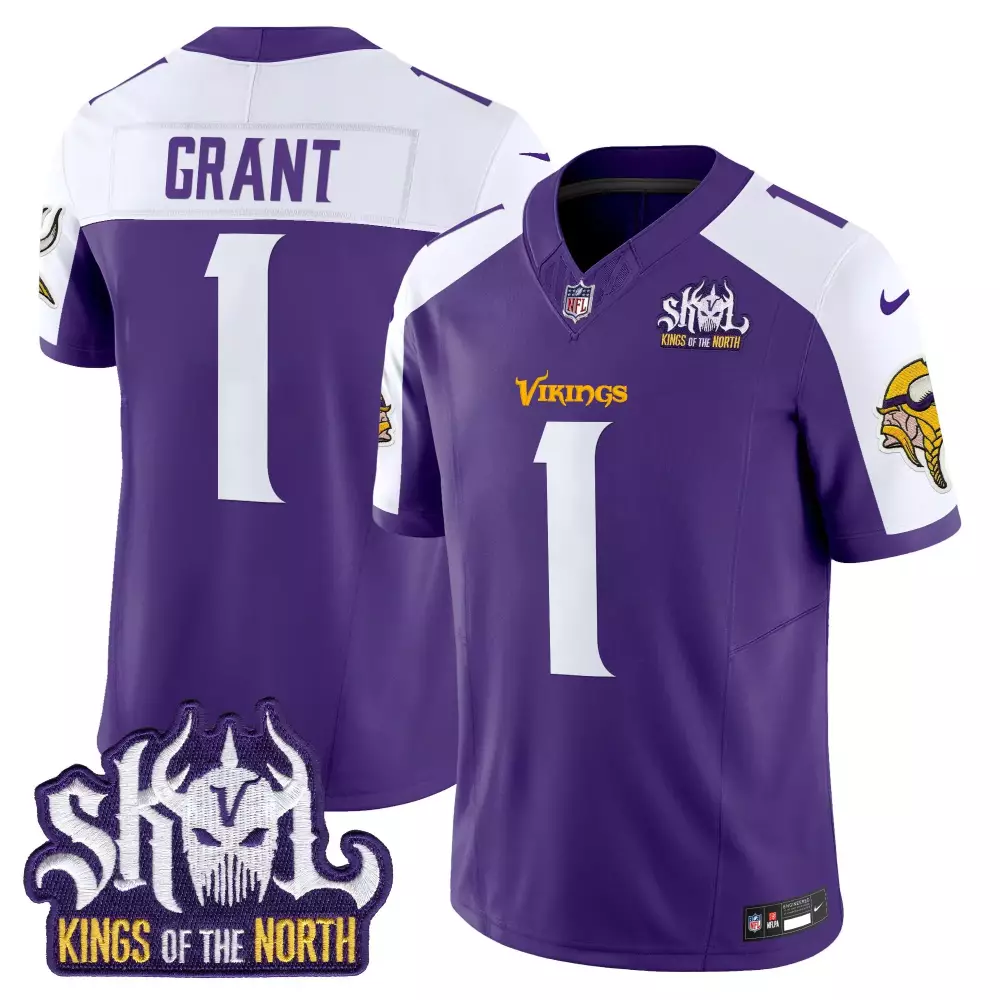 bud grant purple alternate mens minnesota vikings king of the north patch throwback vapor limited jersey all stitched