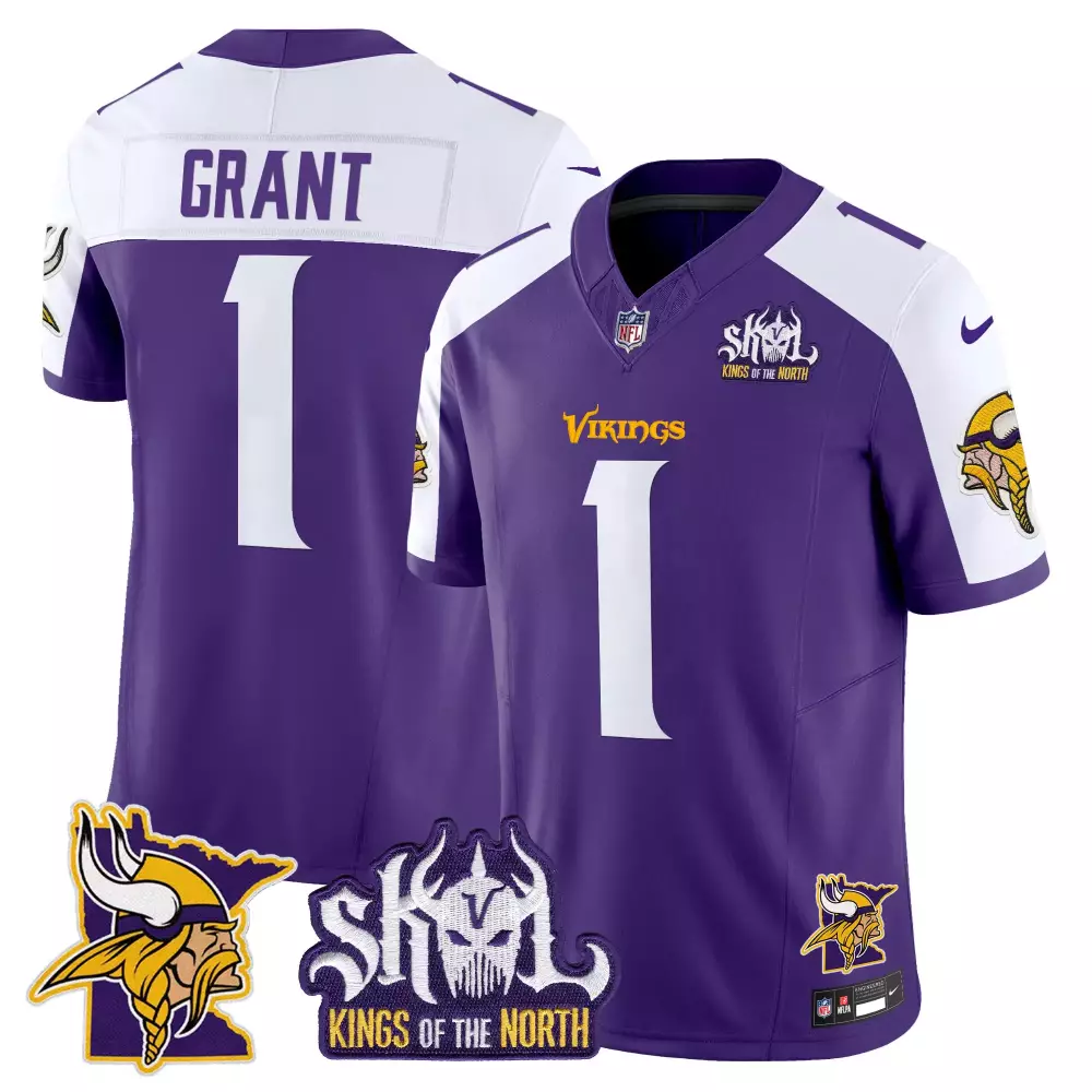 bud grant purple alternate mens minnesota vikings king of the north patch throwback vapor limited jersey all stitched