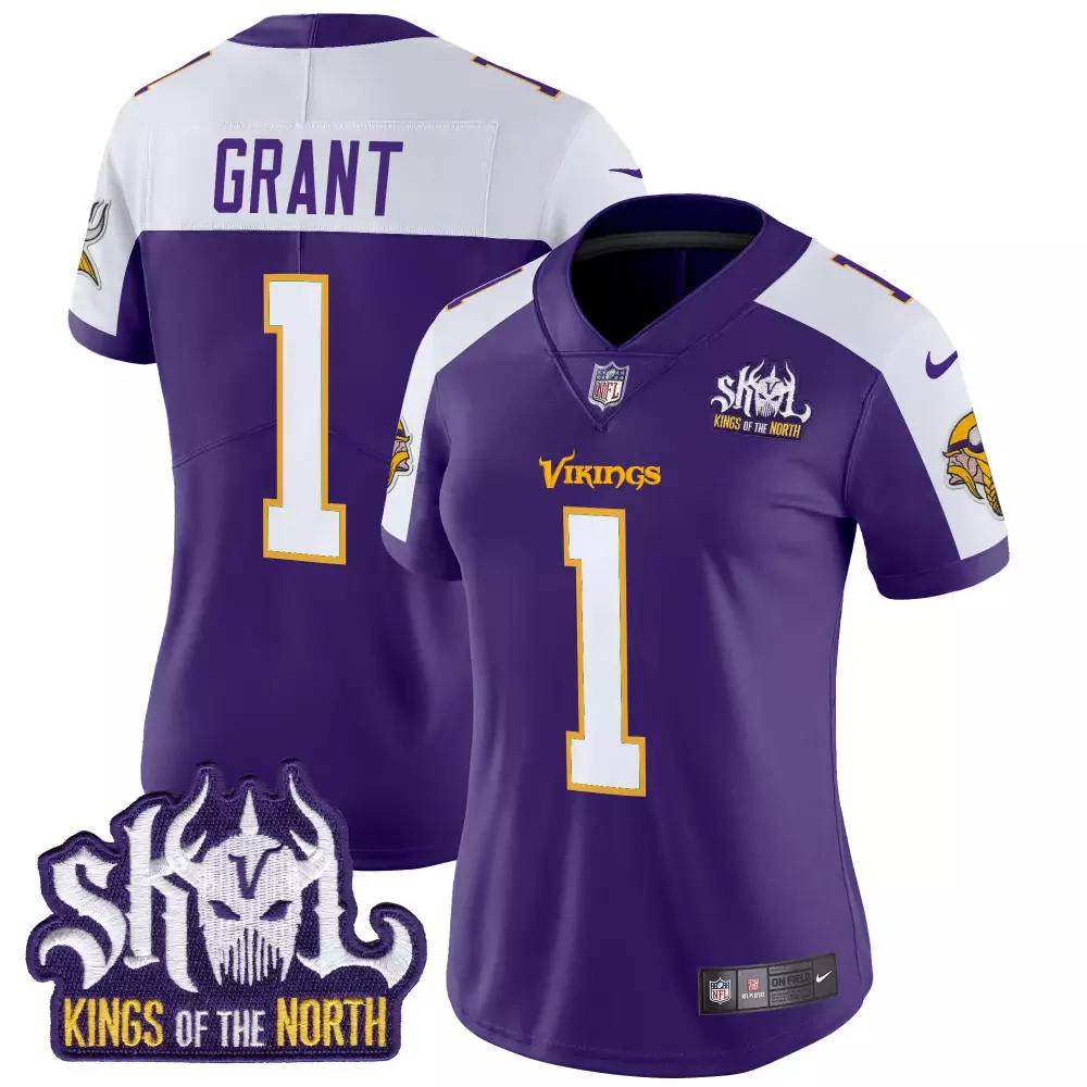 bud grant purple alternate womens minnesota vikings 2024 vapor limited jersey est 1961 patch all stitched