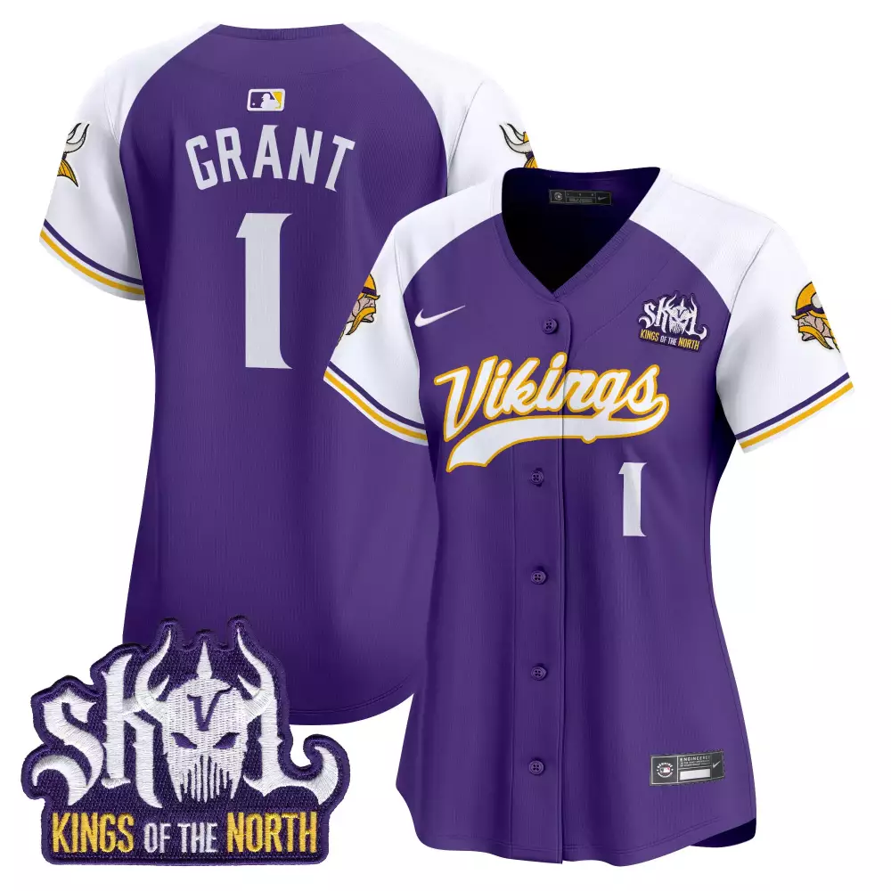 bud grant purple alternate womens minnesota vikings kings of the north patch vapor limited jersey all stitched