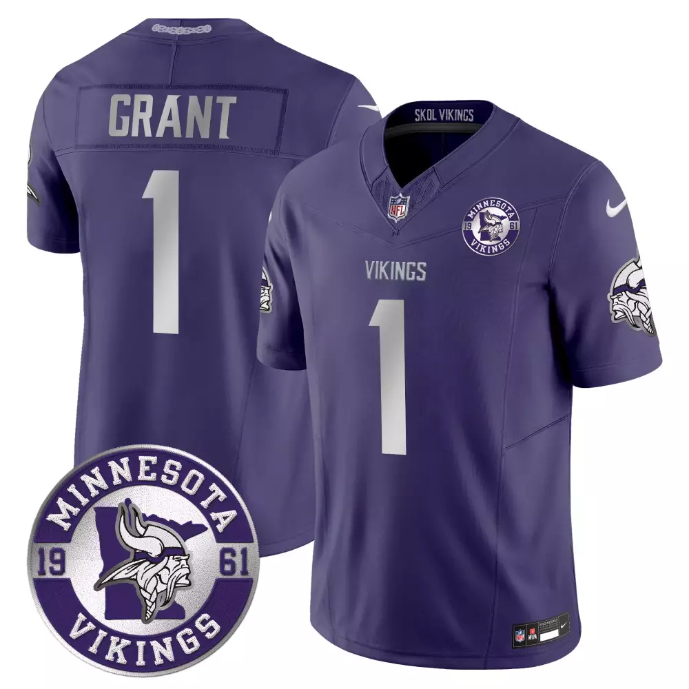 bud grant purple alternate womens minnesota vikings kings of the north patch vapor limited jersey all stitched