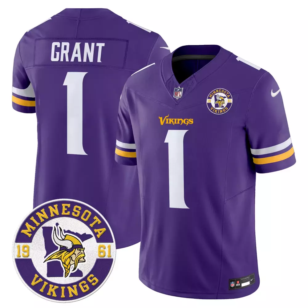 bud grant purple alternate womens minnesota vikings kings of the north patch vapor limited jersey all stitched