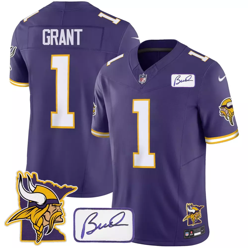 bud grant purple mens minnesota vikings bud grant minnesota patch classic limited jersey all stitched