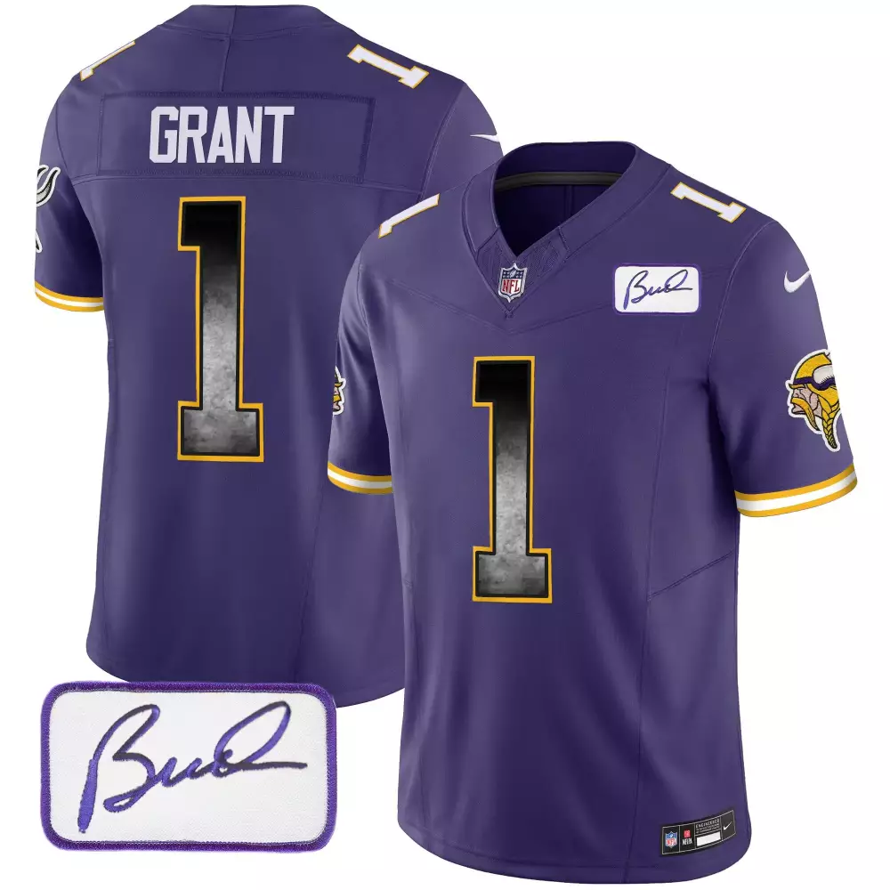 bud grant purple mens minnesota vikings bud grant minnesota patch classic limited jersey all stitched