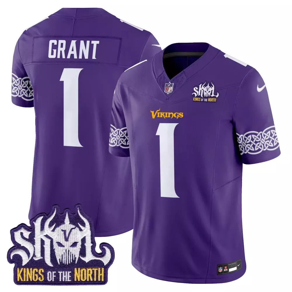 bud grant purple mens minnesota vikings kings of the north patch vapor limited jersey v2 all stitched