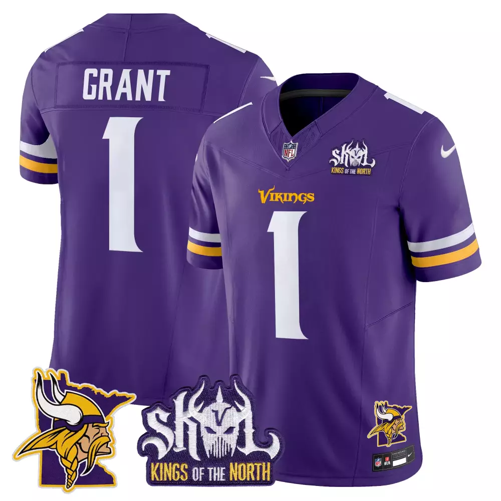 bud grant purple mens minnesota vikings kings of the north patch vapor limited jersey v2 all stitched