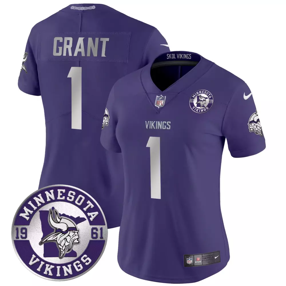 bud grant purple mens minnesota vikings kings of the north patch vapor limited jersey v2 all stitched