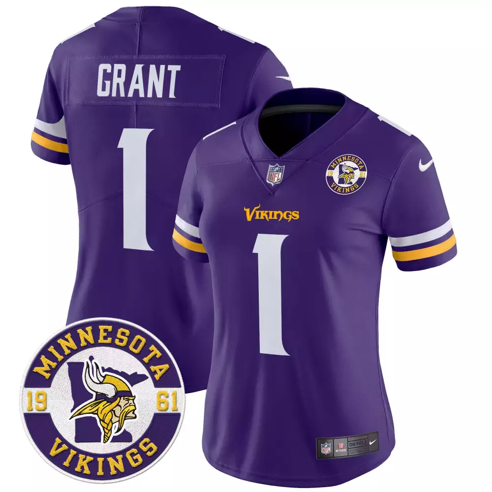 bud grant purple mens minnesota vikings kings of the north patch vapor limited jersey v2 all stitched
