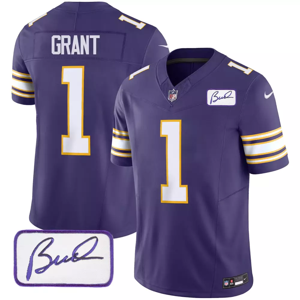 bud grant purple womens minnesota vikings kings of the north patch vapor premier limited jersey all stitched