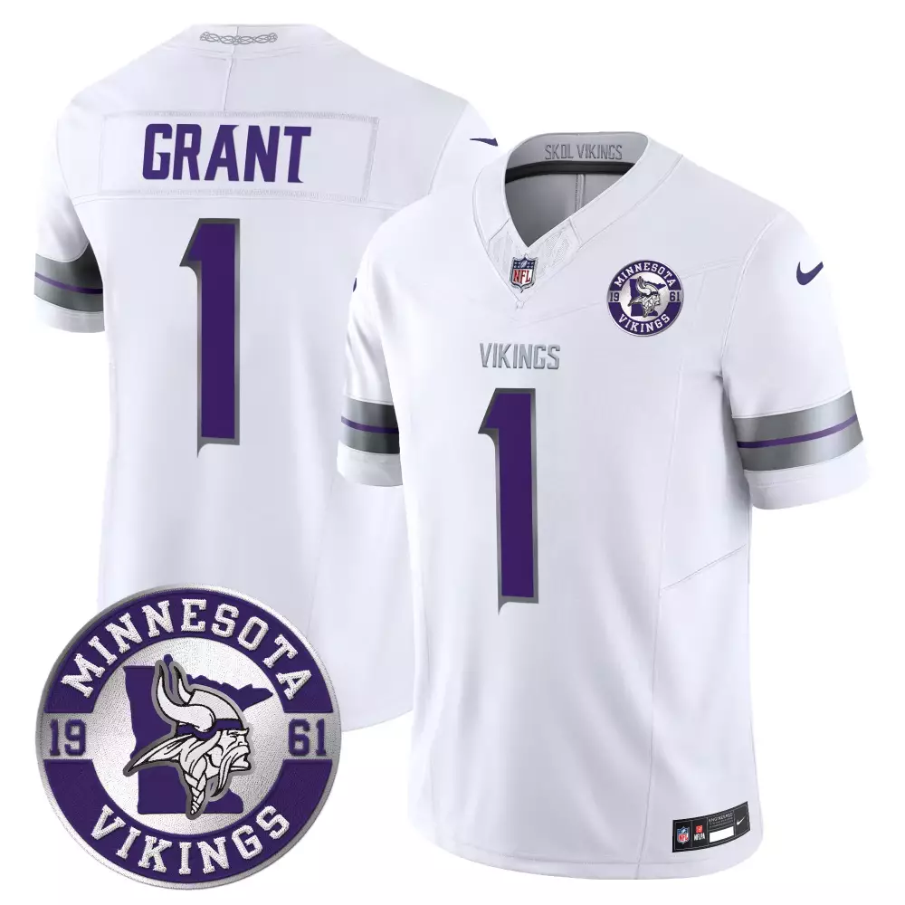 bud grant white limited mens minnesota vikings 2024 winter warrior skol patch game jersey all stitched