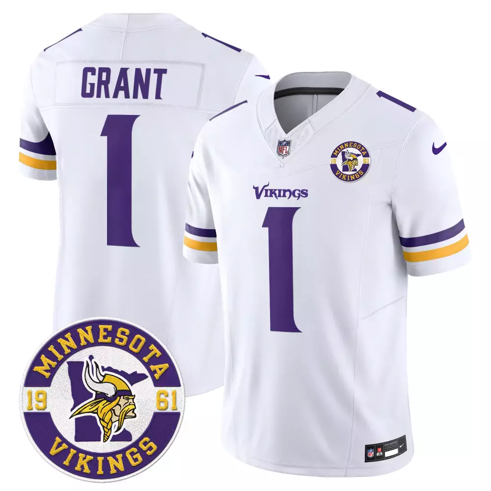 bud grant white limited mens minnesota vikings 2024 winter warrior skol patch game jersey all stitched