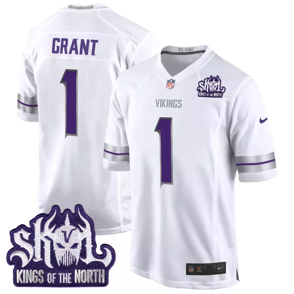 bud grant white limited mens minnesota vikings 2024 winter warrior skol patch game jersey all stitched