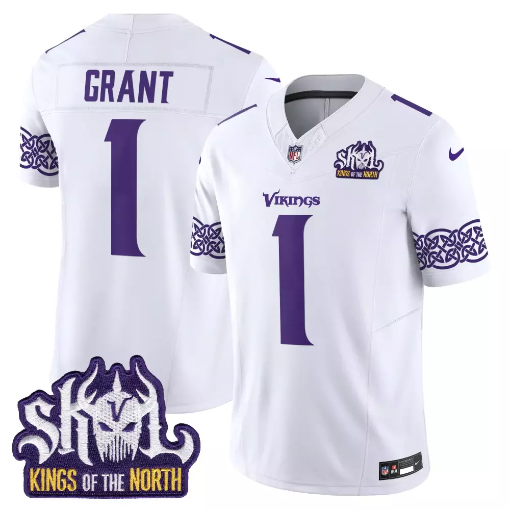 bud grant white mens minnesota vikings kings of the north patch vapor limited jersey v2 all stitched