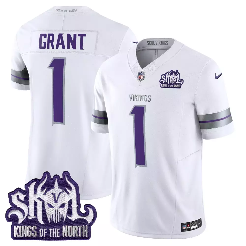 bud grant white mens vikings 2024 winter warrior skol patch vapor limited jersey all stitched