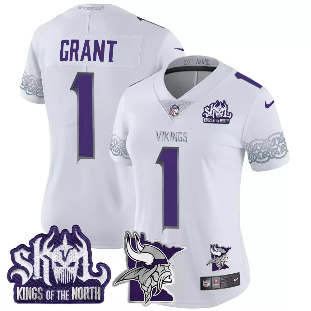 bud grant white womens vikings 2024 winter warrior skol patch vapor limited jersey v2 all stitched