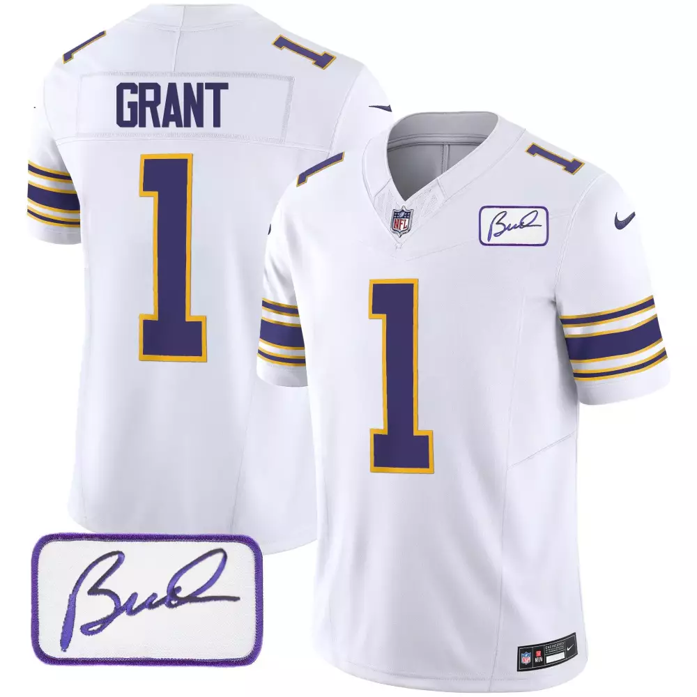 bud grant white womens minnesota vikings kings of the north patch vapor premier limited jersey all stitched