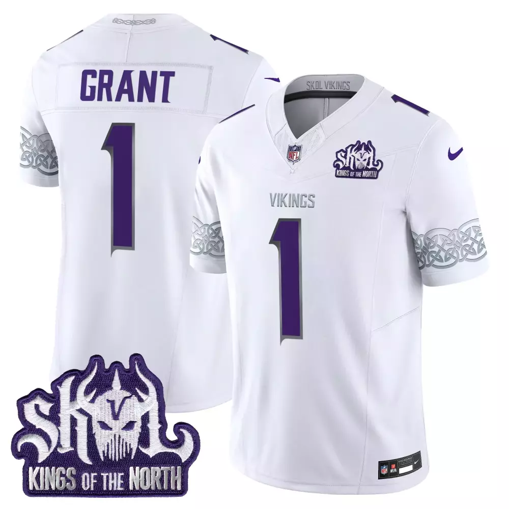 bud grant winter warrior mens minnesota vikings king of the north patch throwback vapor limited jersey all stitched