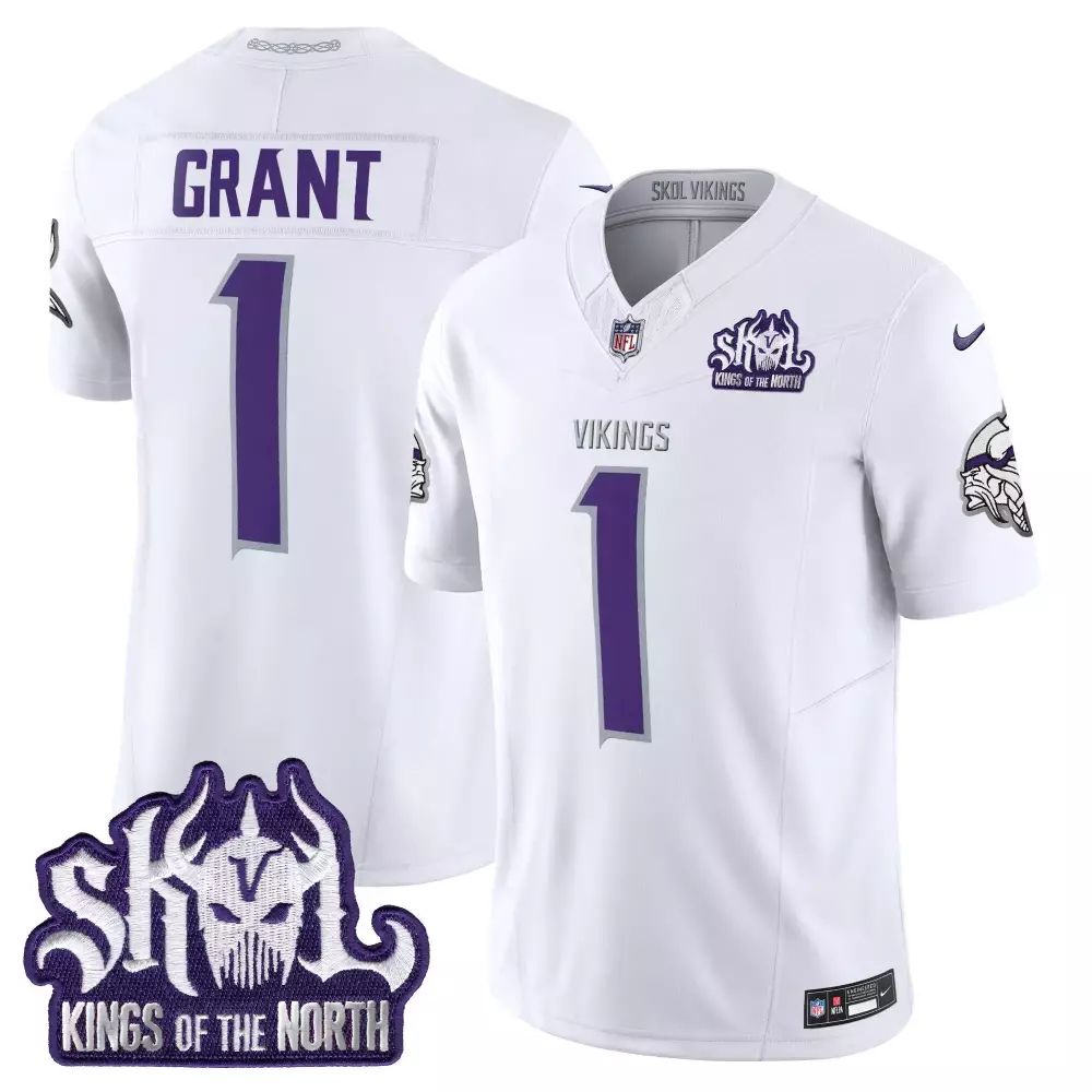 bud grant winter warrior mens minnesota vikings king of the north patch throwback vapor limited jersey all stitched