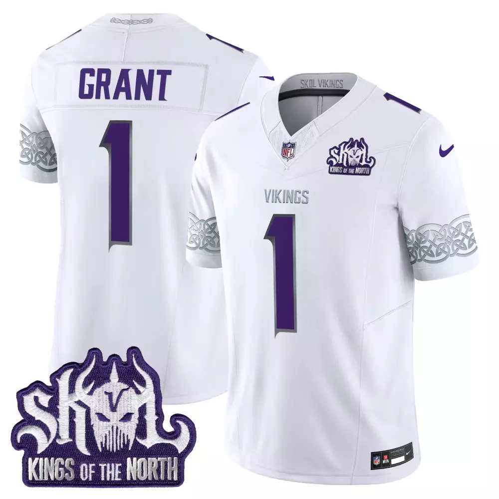 bud grant winter warrior mens minnesota vikings king of the north patch throwback vapor limited jersey all stitched