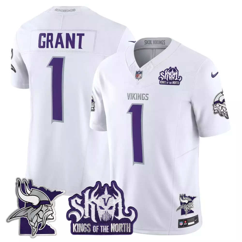 bud grant winter warrior mens minnesota vikings king of the north patch throwback vapor limited jersey all stitched