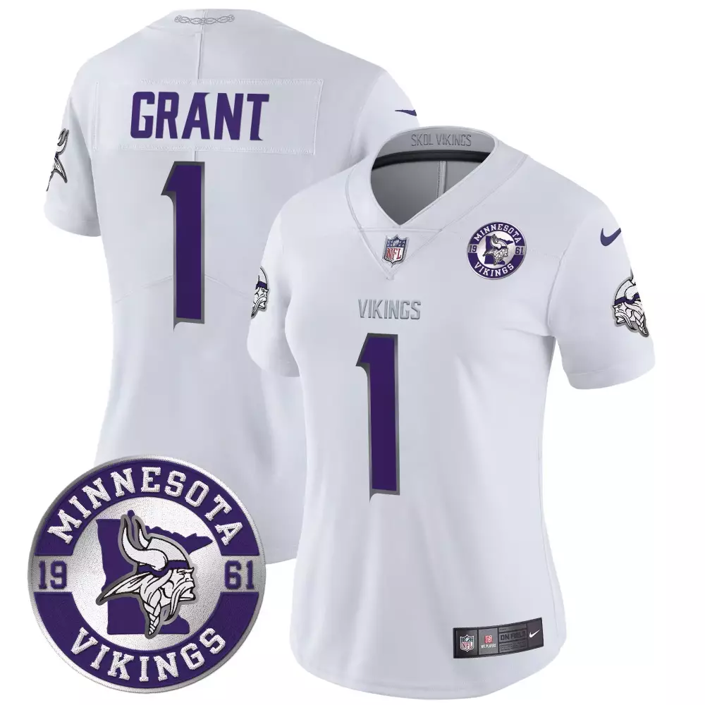 bud grant winter warrior womens minnesota vikings 2024 vapor limited jersey v2 est 1961 patch all stitched
