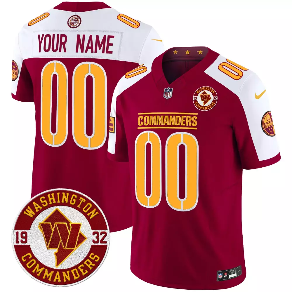 Washington Commanders Burgundy Alternate Washington DC Map Patch Custom Jersey | Stitched Fan Gear | For Men, Women & Youth